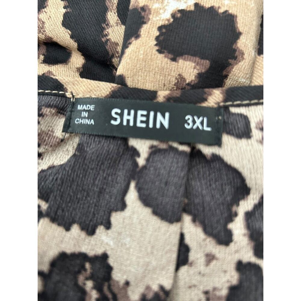 Shein Curve Dress Size 3XL Animal Print Short Sleeve Ruffle V-Neck Faux Wrap - Picture 6 of 15